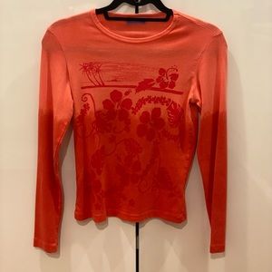 Velvet Tropical Hibiscus Long Sleeve Shirt - Vintage